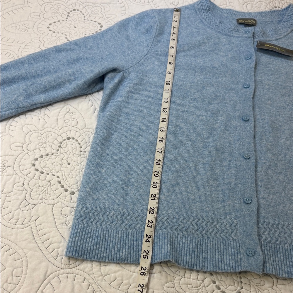 Style & Co. NWT Luxe Soft Light Blue Cardigan - Women’s Long Sleeve Sweater XL - Picture 8 of 10